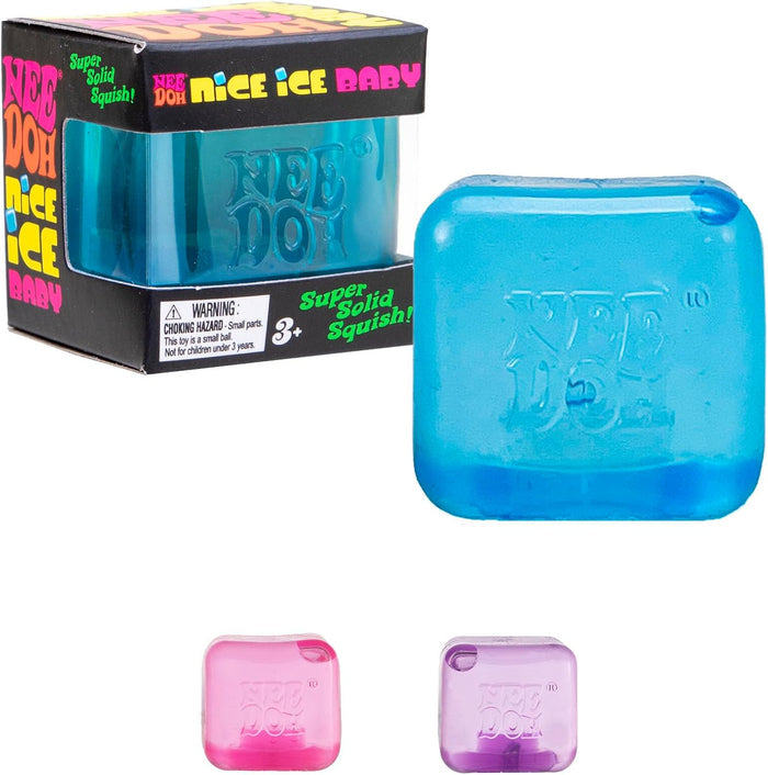 Blue and pink 'Ned Do' squishy toys with packaging on a white background
