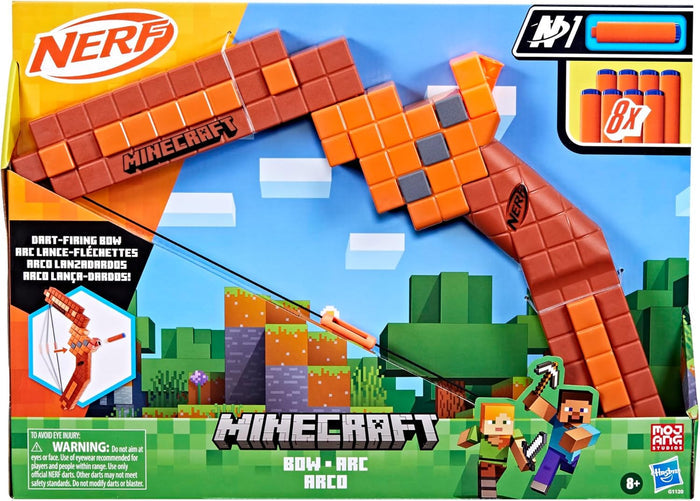 Nerf Minecraft Bow & Arc set packaging with colorful design