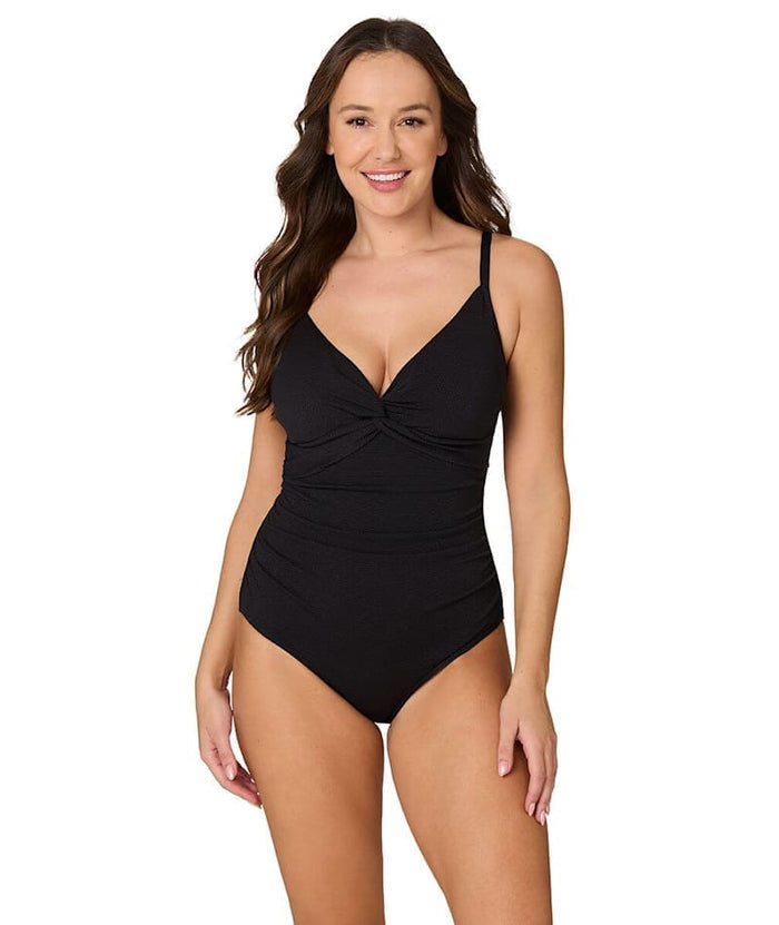 Nip Tuck Must Haves Kate Looped Front A-D Cup One Piece Swimsuit - Black Swim