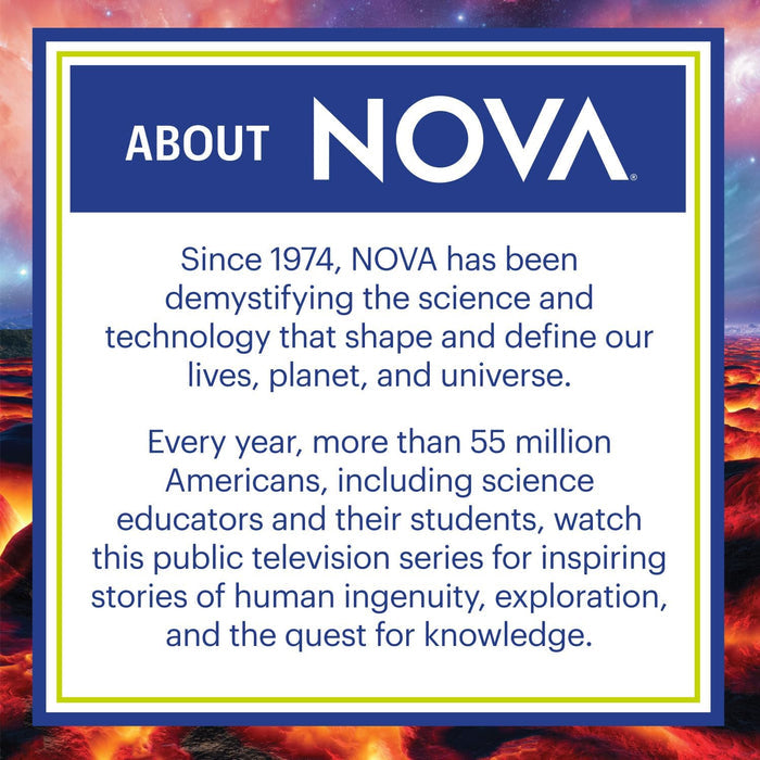 NOVA branding with text about the science television series on a colorful space-themed background