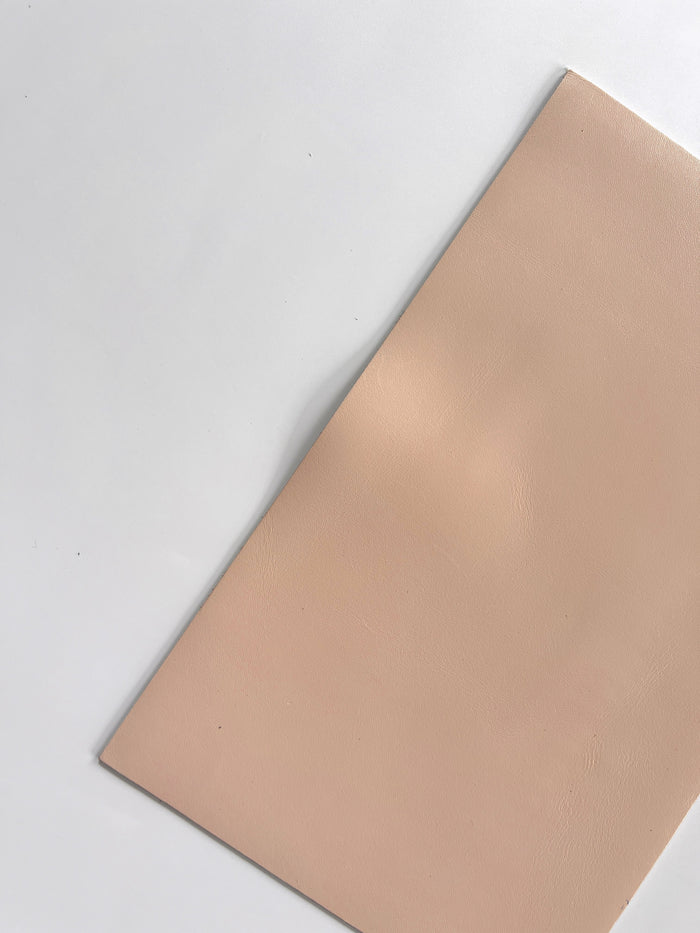 Nude Italian Calf Leather Sheets, 7.5 × 12 in close view showing grain and texture