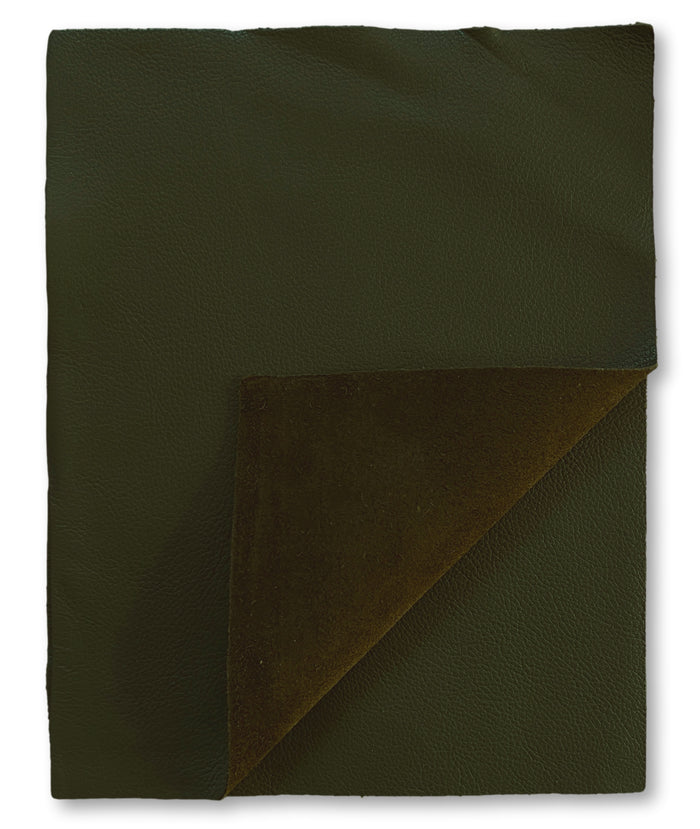Olive Cowhide Leather Sheets, 8.5 × 11 in alternate view showing color and surface finish