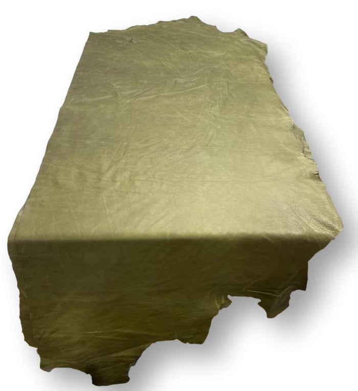Olive Pull-Up Cowhide close view showing grain and texture