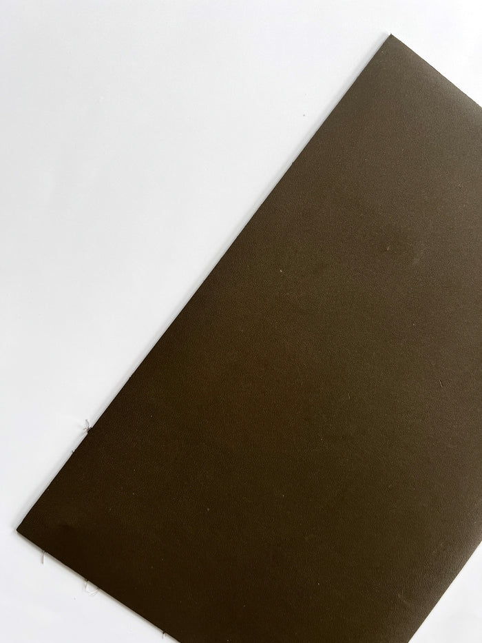 Olive Italian Calf Leather Sheets, 7.5 × 12 in close view showing grain and texture
