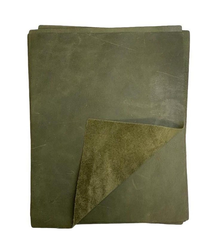 Olive Pull-Up Cowhide Sheets, 8.5 × 11 in shown in a full product view