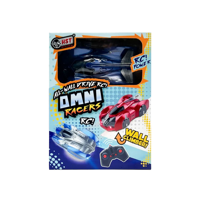 HST DMNI RC RACERS toy package containing an all-wall drive remote control car, shown on a plain white background.