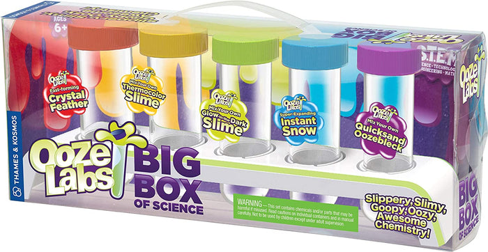 Ooze Labs Big Box of Science packaging with colorful slime containers