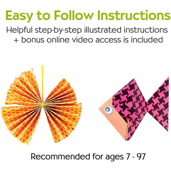 Origami creations on a white background
