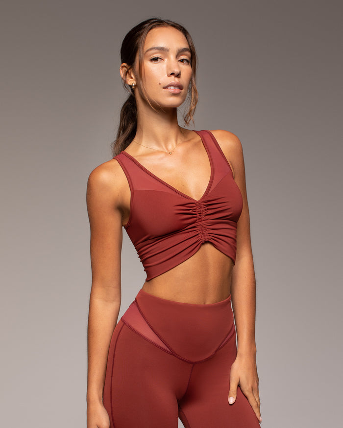 Palma Mesh Longline Bra - Terracotta