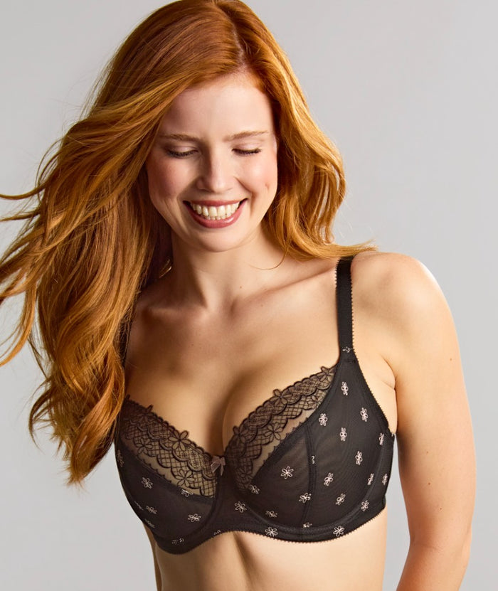 Panache Blossom Balconnet Bra - Black