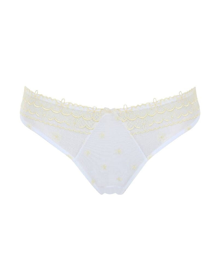 Panache Blossom Brazilian Brief - White / Lemon Knickers