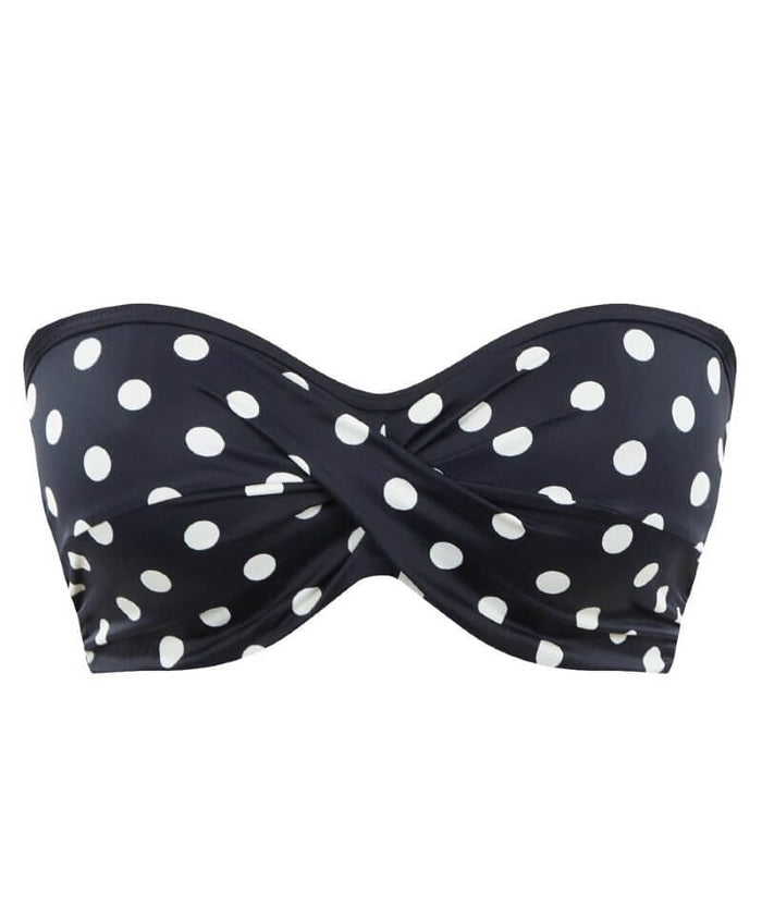 Panache Swimwear Anya Riva Spot Twist Bandeau Bikini - Navy/Vanila Swim