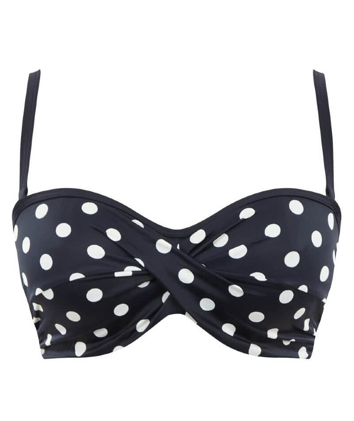 Panache Swimwear Anya Riva Spot Twist Bandeau Bikini - Navy/Vanila Swim