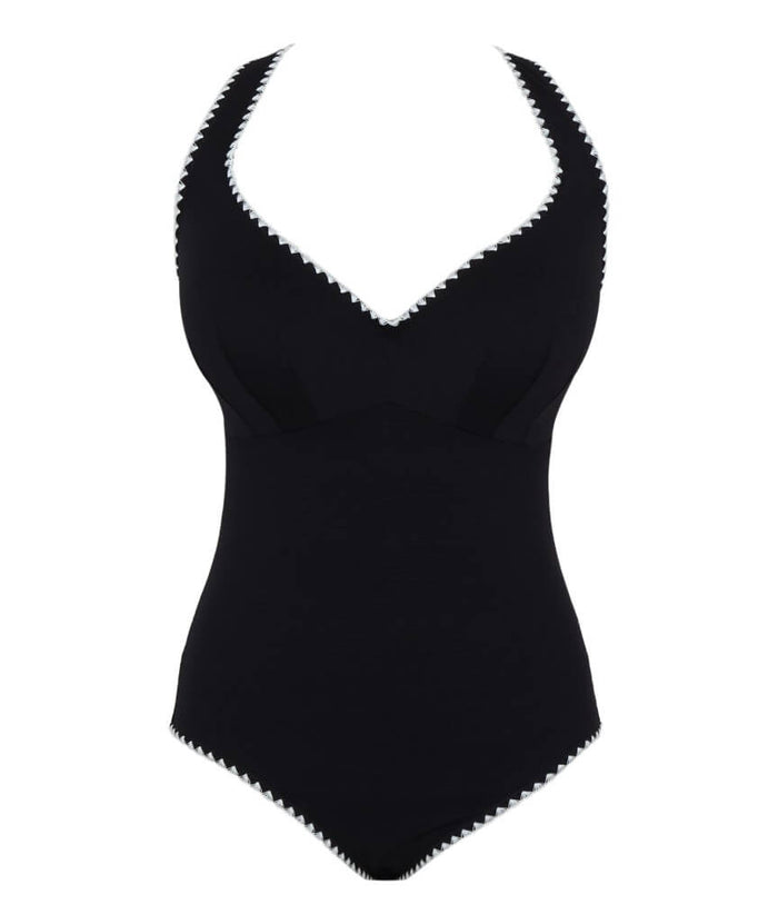 Panache Swimwear Aurora Lara Plunge One Piece Swimsuit - Aurora Black/White