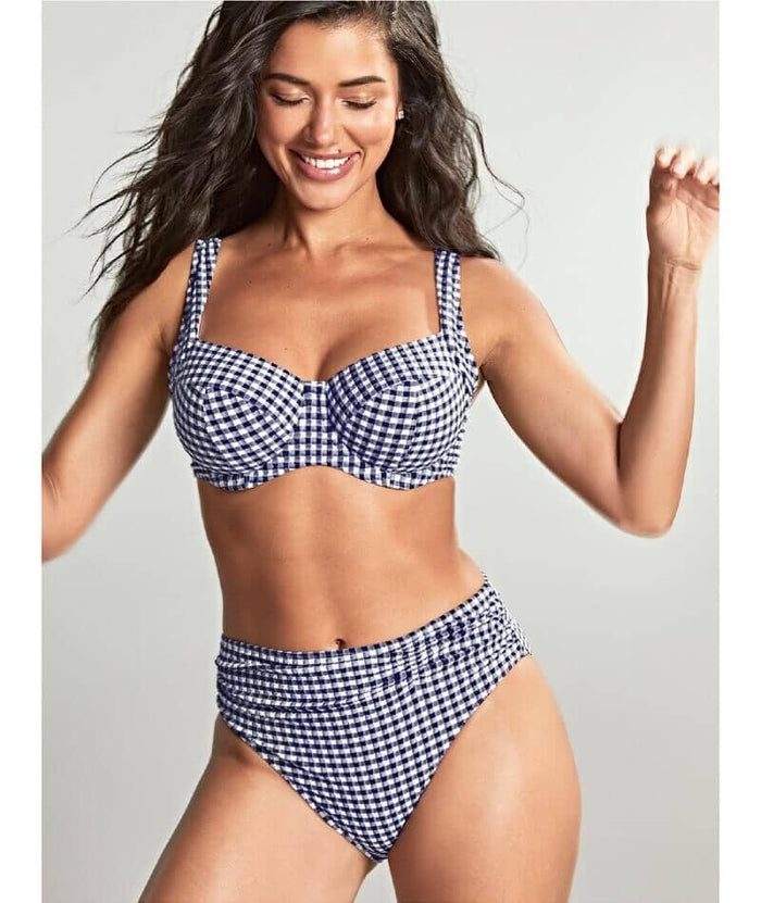 Panache Swimwear Gingham Midi Pant - Navy Gingham Swim