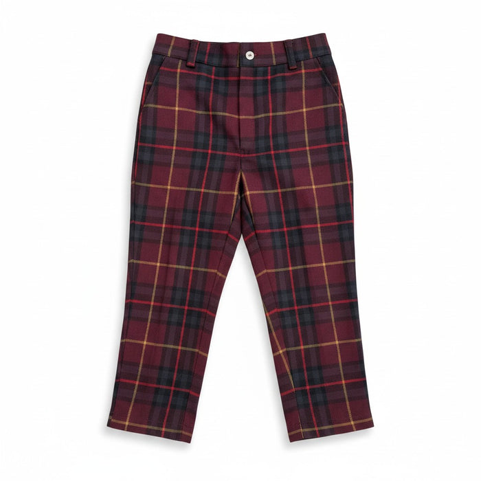 pants plaid long - burgundy