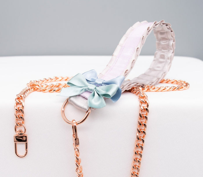 Pastel Bunny Luxury Pet Play Collar and Leash Set