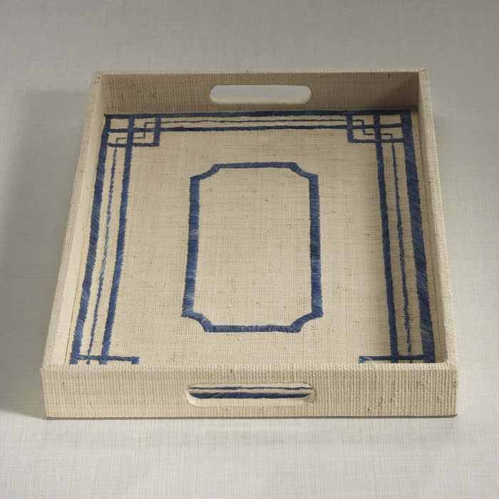 Pattern Natural Fiber Raffia Serving Tray - Trays by Carlyle Avenue