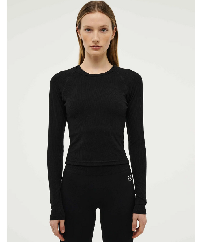 P.E Nation Free Play 3.0 Long Sleeve Ribbed Tee (Black)