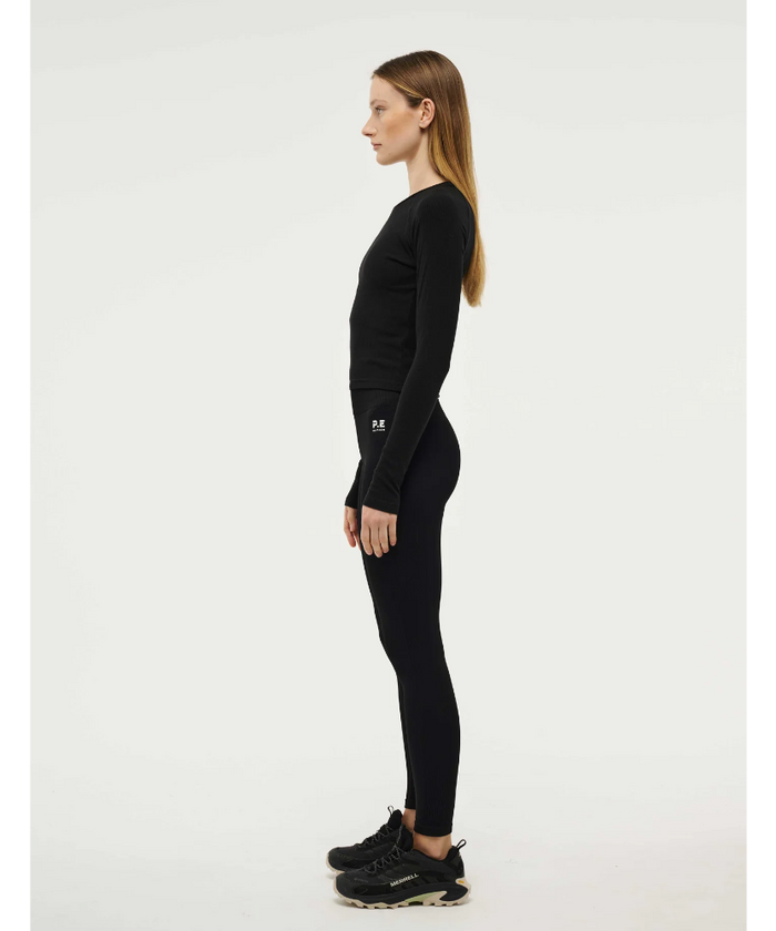 P.E Nation Free Play 3.0 Long Sleeve Ribbed Tee (Black)