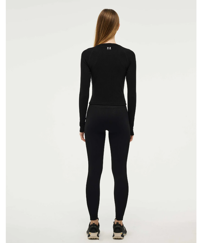 P.E Nation Free Play 3.0 Long Sleeve Ribbed Tee (Black)