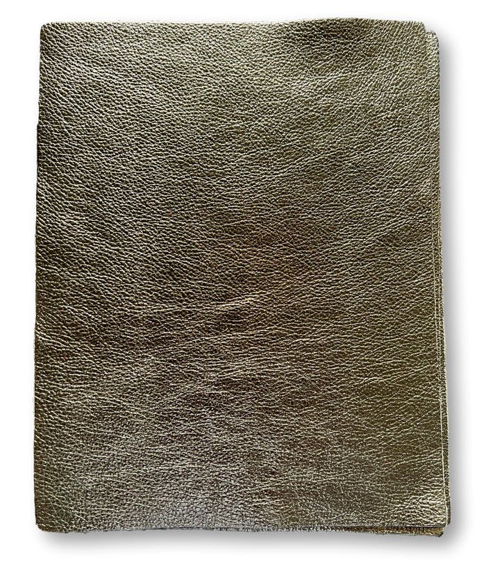 Pewter Metallic Cowhide Sheets, 8.5 × 11 in shown in a full product view
