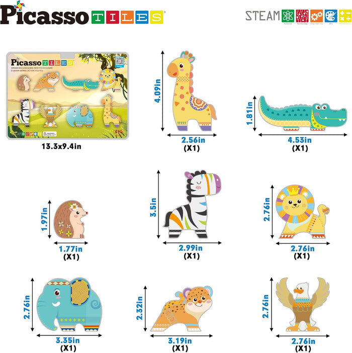 Picasso Magnetic Blocks Safari Animals 8-Pieces