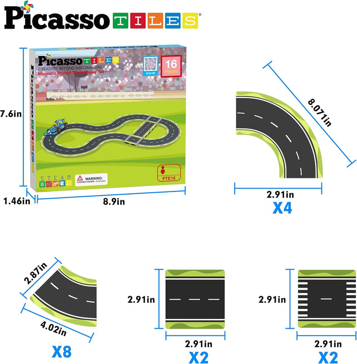 Picasso Magnetic Tiles Highway Printed Set 16-Pieces