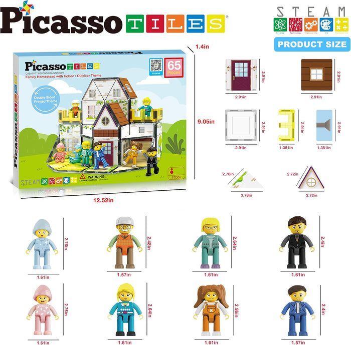 Picasso Magnetic Tiles Homestead Family Theme 65-Pieces