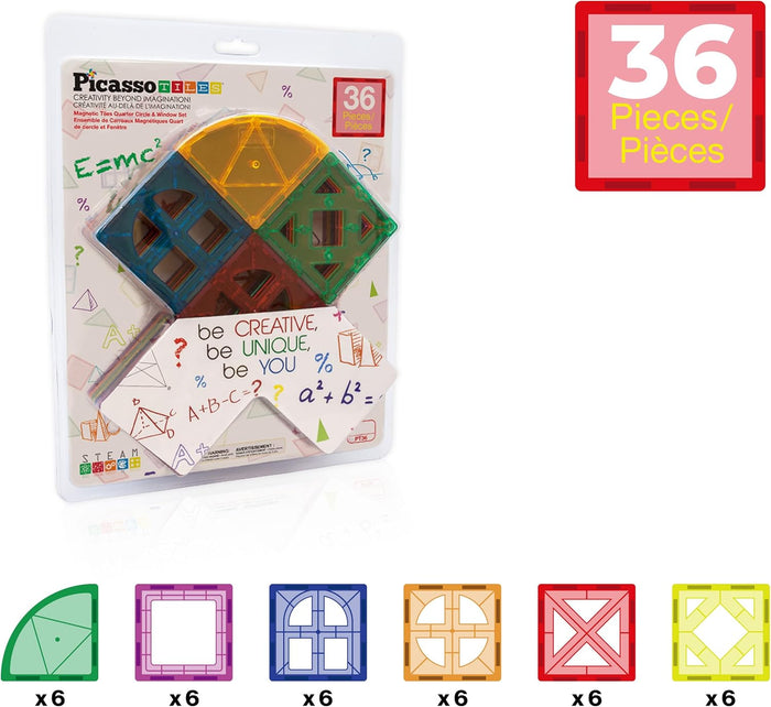Picasso Magnetic Tiles Quarter Circle & Window Set 36-Pieces