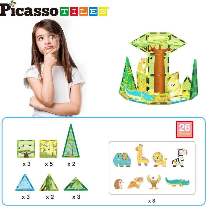 Picasso Magnetic Tiles Safari Set 26-Pieces