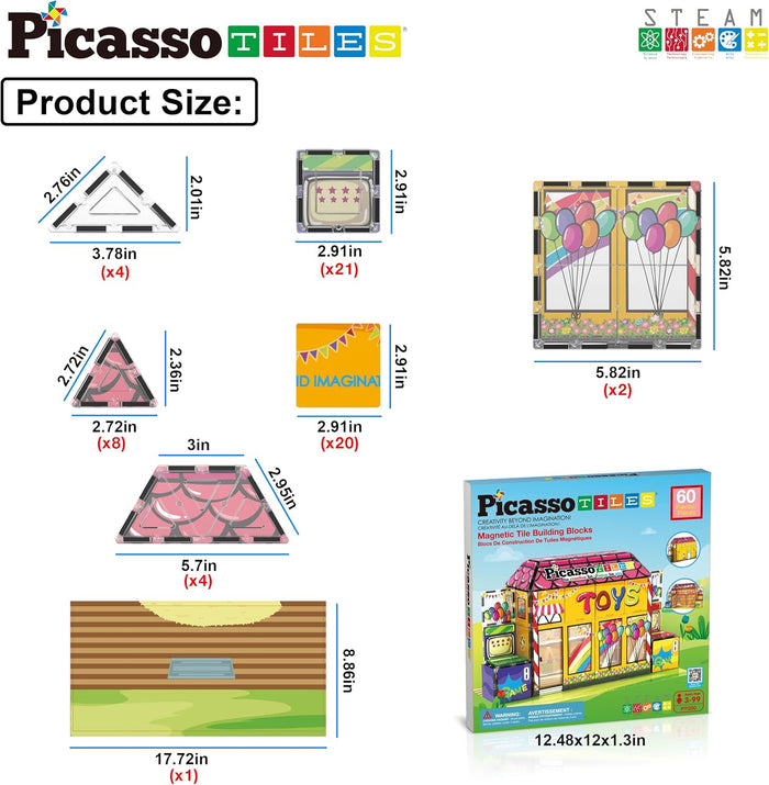 Picasso Magnetic Tiles Toy Shop 60-Pieces