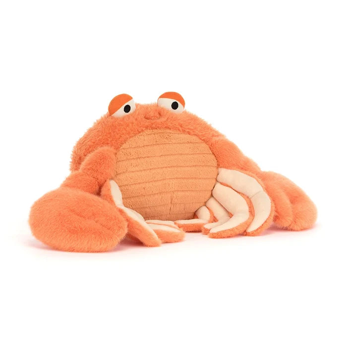 Plush crab toy on a white background
