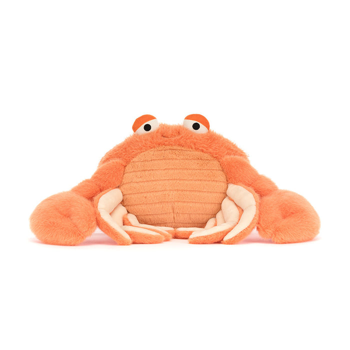 Plush crab toy on a white background