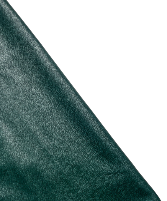 Pine Green Full-Aniline Cowhide close view showing grain and texture