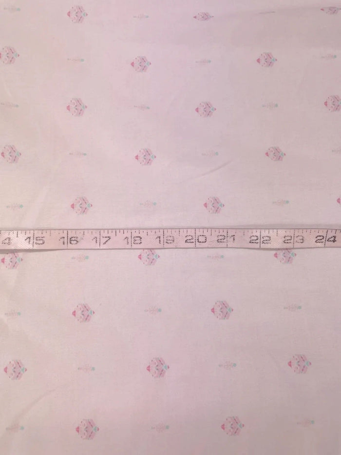 Pink & Blue Decal Printed Cotton Voile