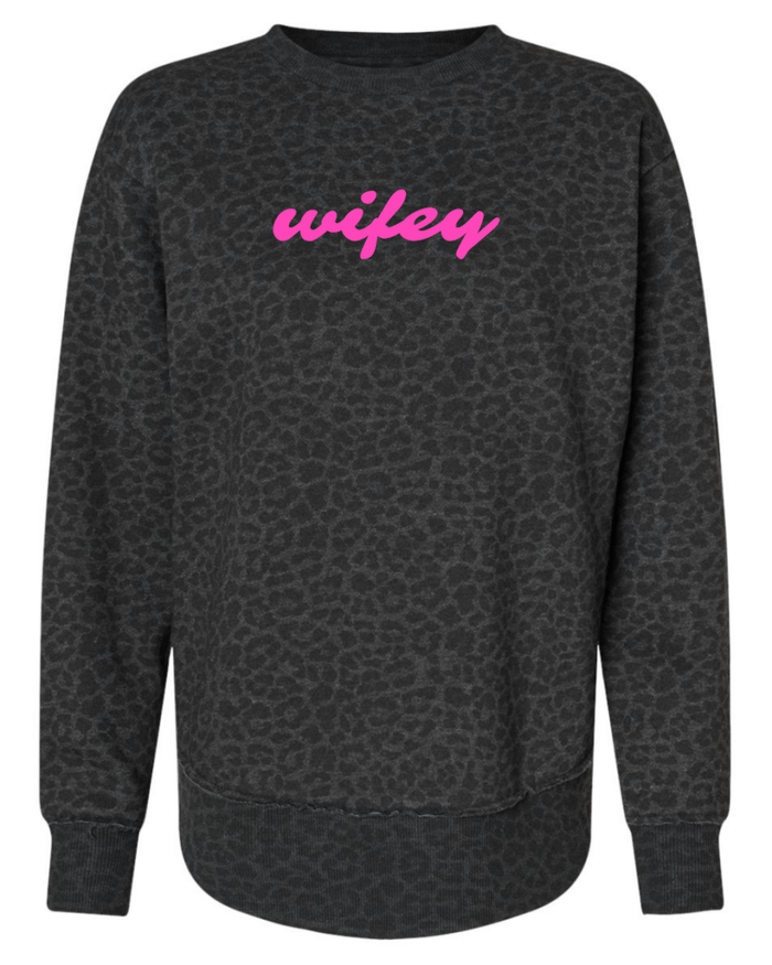 Pink Wifey Leopard Graphic Pullover - FINAL SALE - Macoma Boutique555 Presales