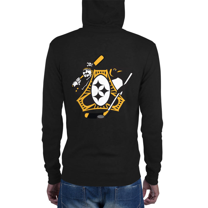 Pittsburgh - Three Rivers Roar Sports Fan Crest - Unisex zip hoodie