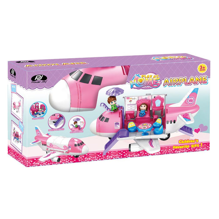 Power Joy Playhome Airplane Playset with 2 Mini Dolls for Kids