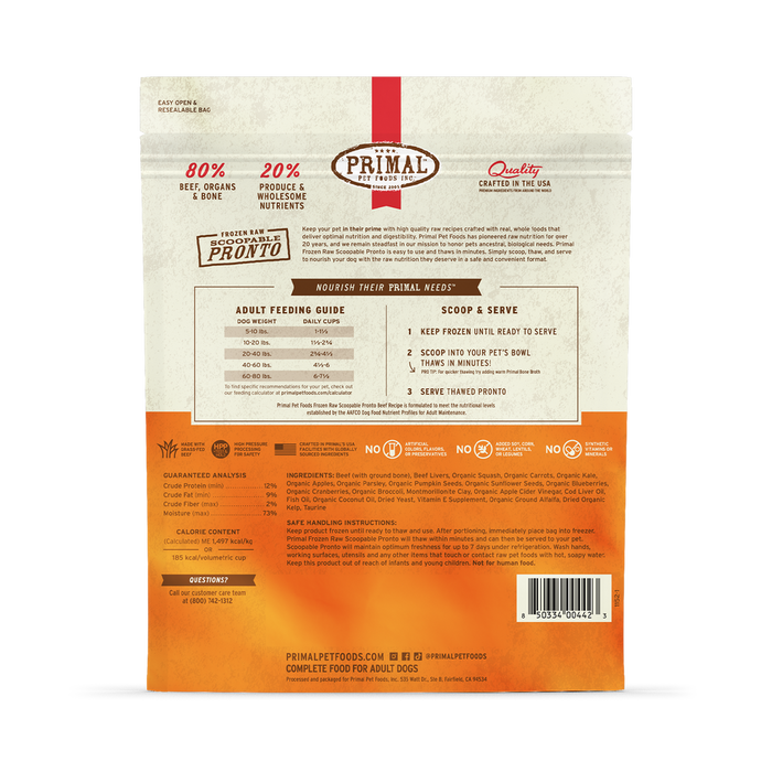 Primal Pronto Raw Frozen Dog Food 4lb