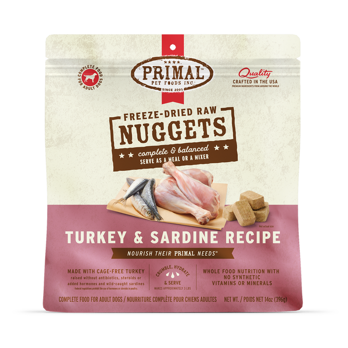 Primal Raw Freeze-Dried Nuggets Turkey & Sardine Dog Food