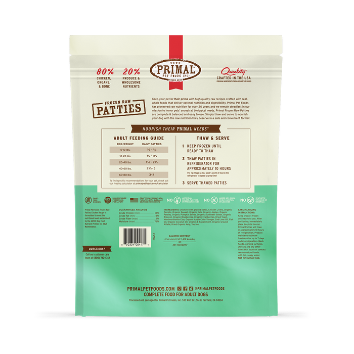 Primal Raw Frozen Chicken Dog Food