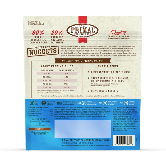 Primal Raw Frozen Duck with Turkey & Fish Dog Food