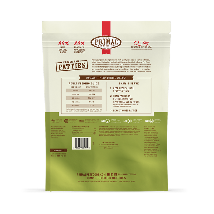 Primal Raw Frozen Lamb Dog Food