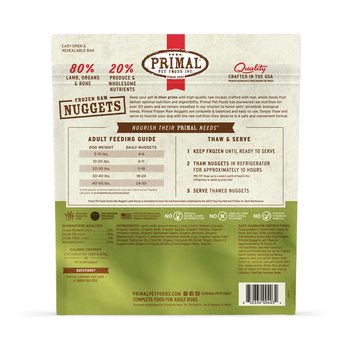 Primal Raw Frozen Lamb Dog Food