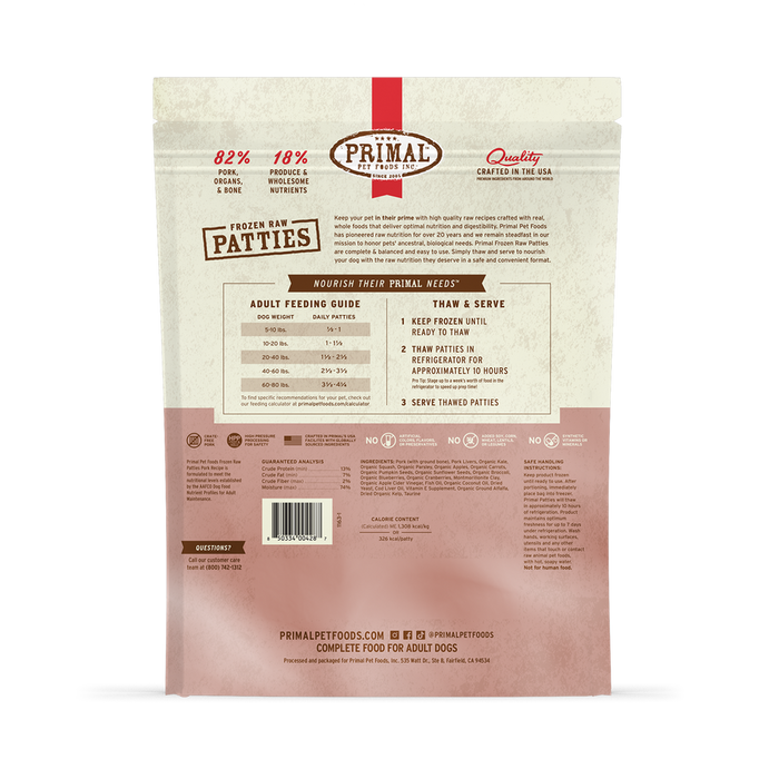 Primal Raw Frozen Pork Dog Food