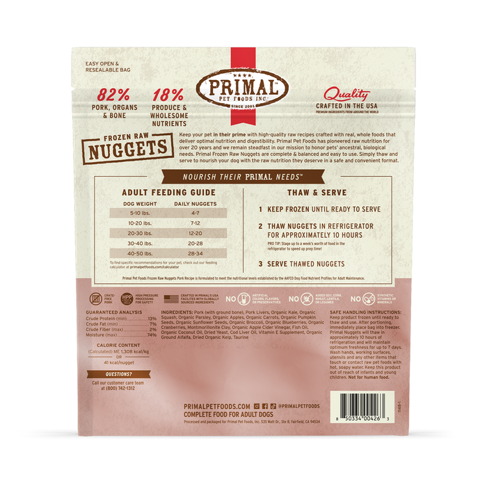 Primal Raw Frozen Pork Dog Food