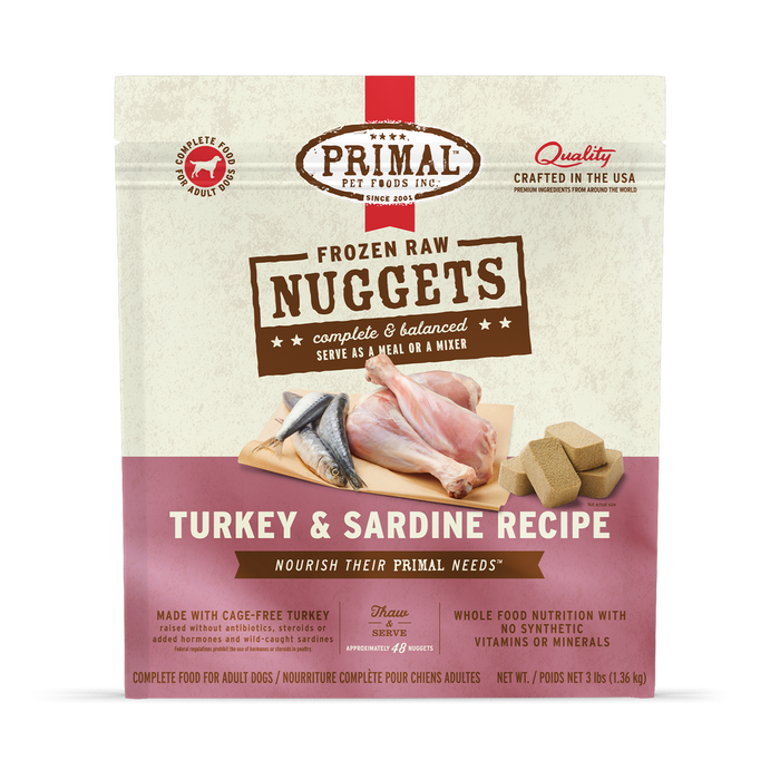 Primal Raw Frozen Turkey & Sardine Dog Food