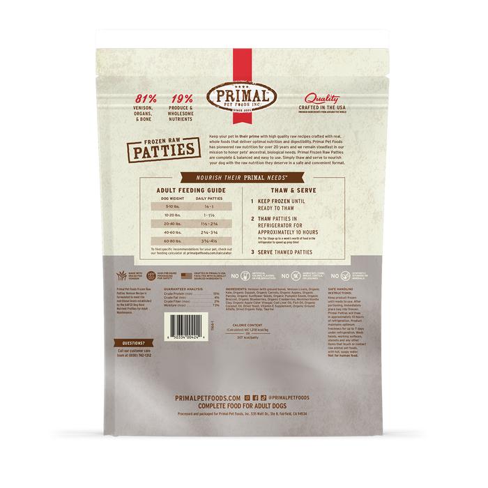 Primal Raw Frozen Venison Dog Food