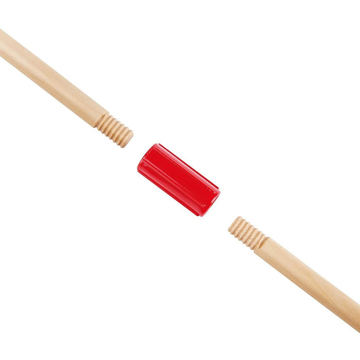 Two wooden sticks with a red clip on a white background